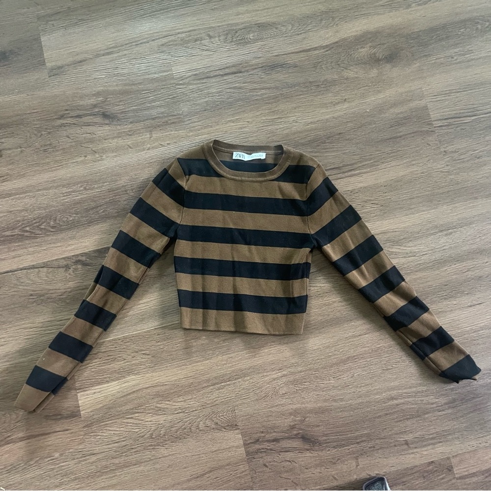 zara stripped long sleeve top